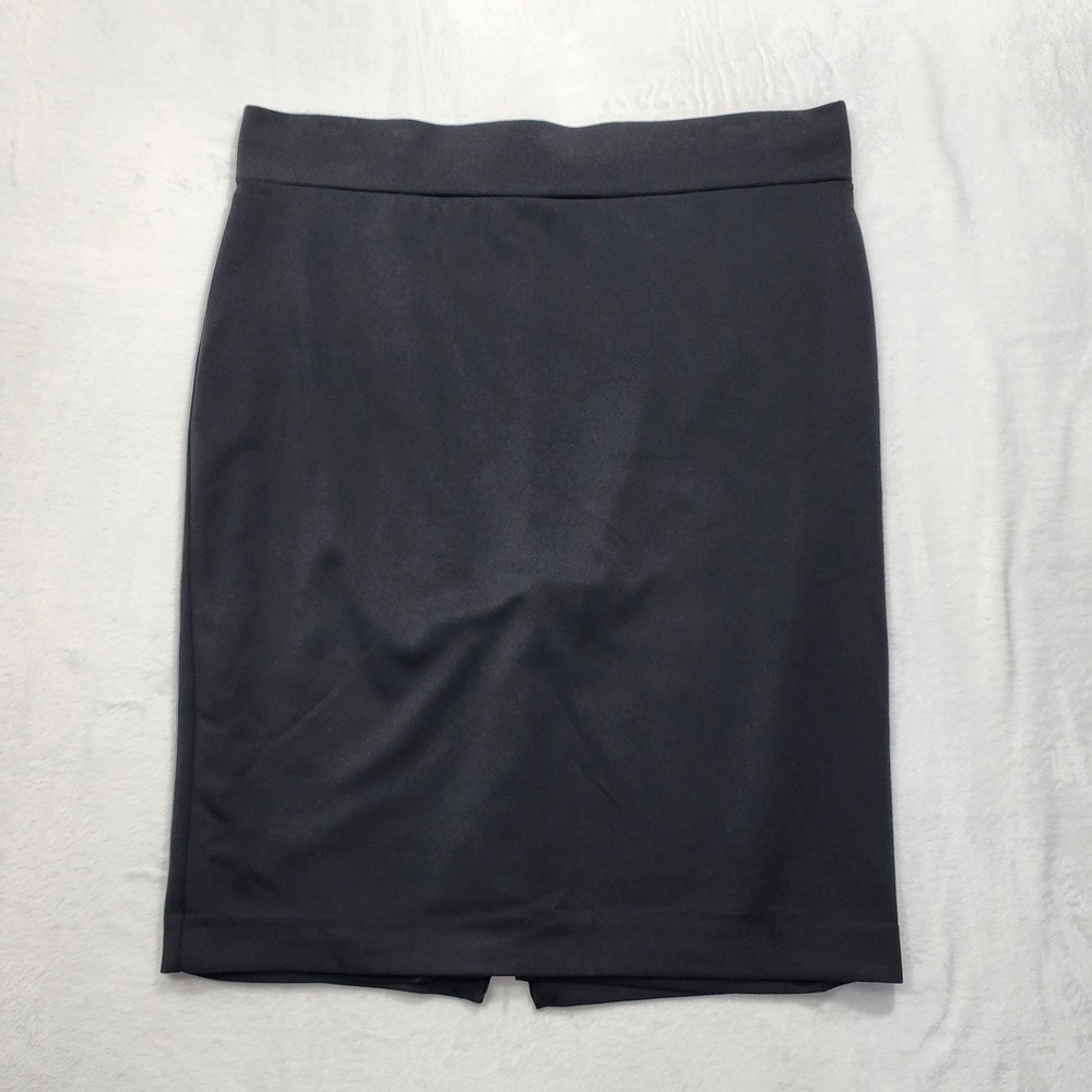 Alfani Skirt‎ Womens 22W Black Pencil Pull On Lined Stretch Zip Slit Office